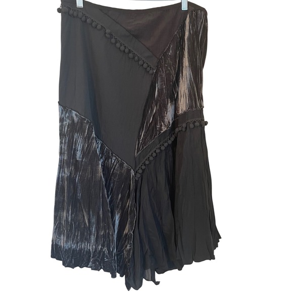 Linea Domani Size 8 Asymmetric Gray Velvet Mixed Media Skirt Boho Whimsigoth - Picture 2 of 7